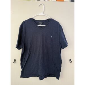 Polo Ralph Lauren Mens V Neck T Shirt Blue Pony Logo Casual Tee XL